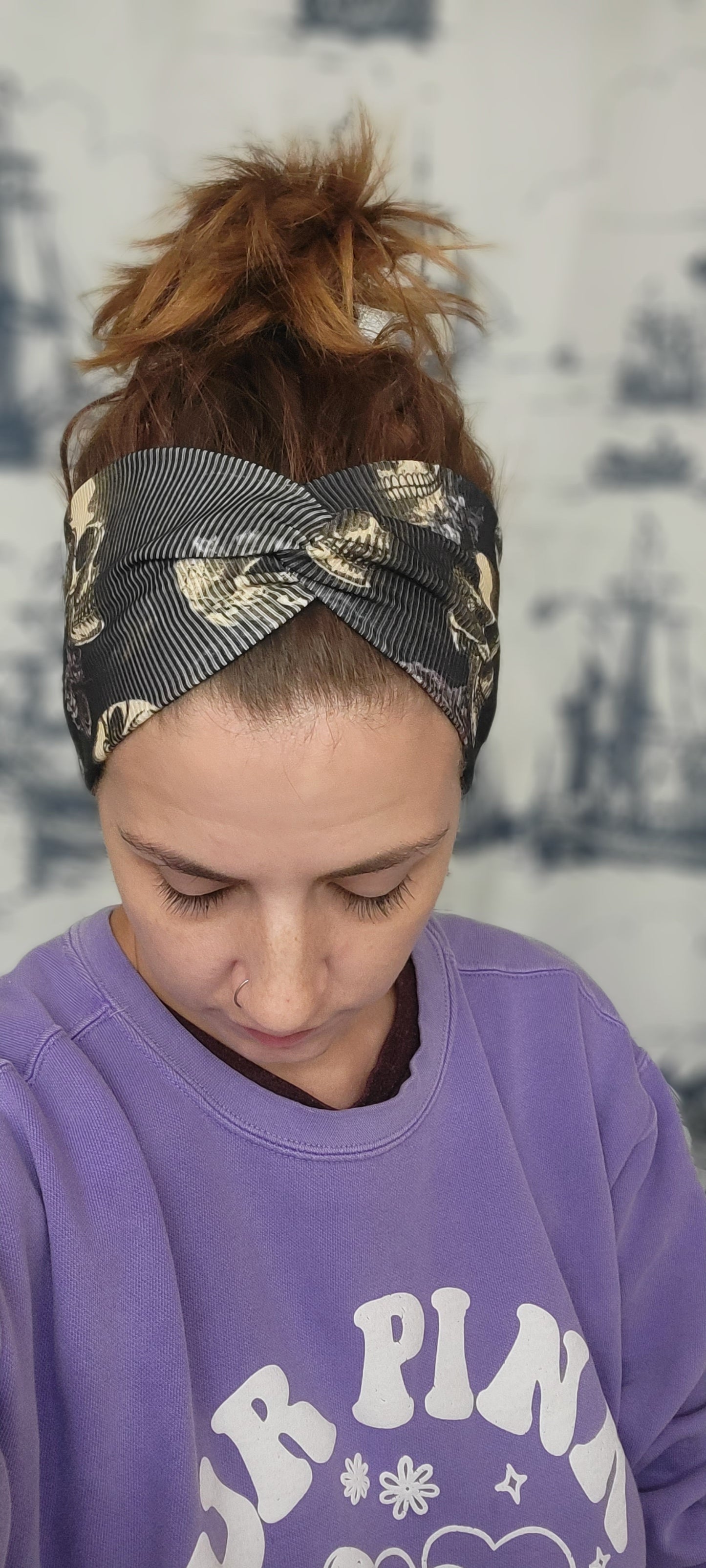 Skulls Ribbed Twist Headband
