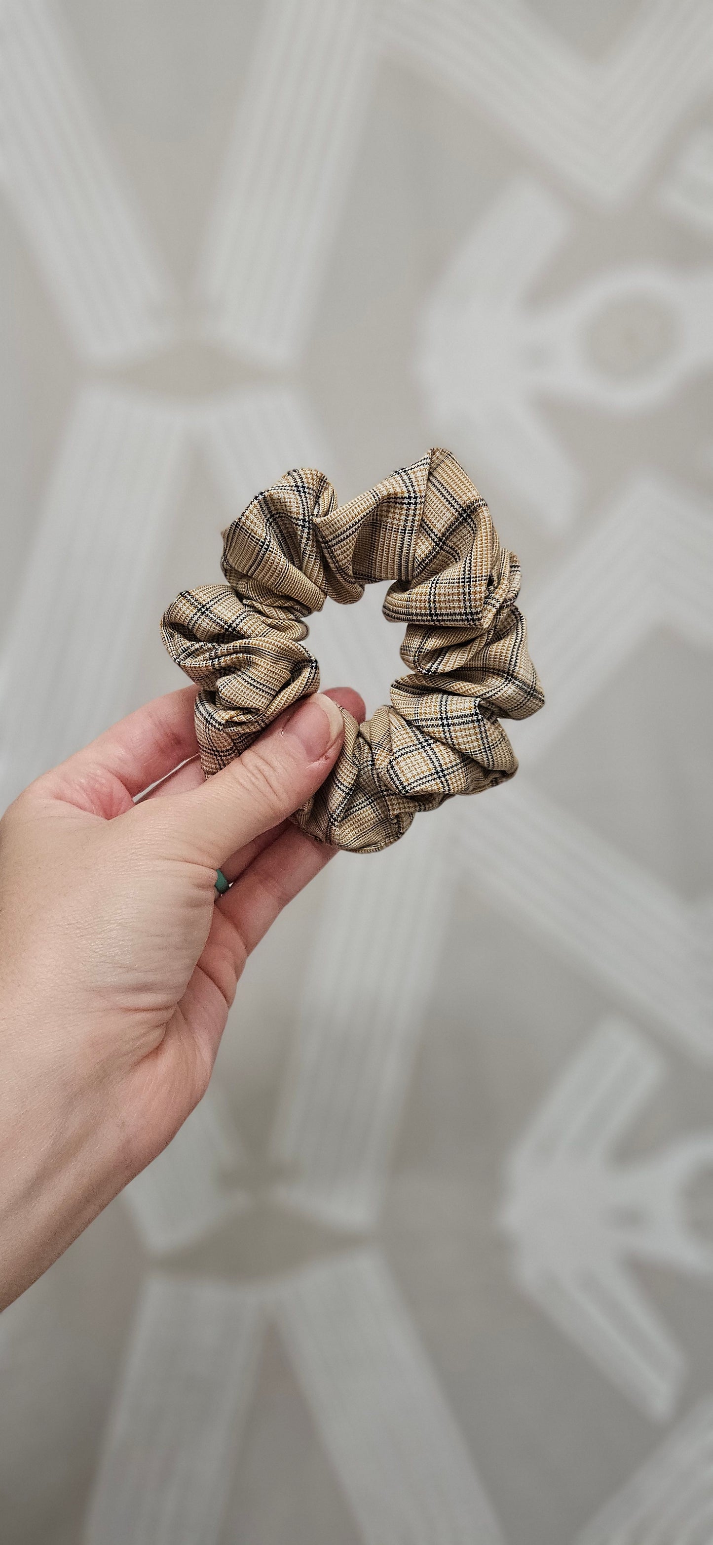 Neutral Plaid Scrunchie