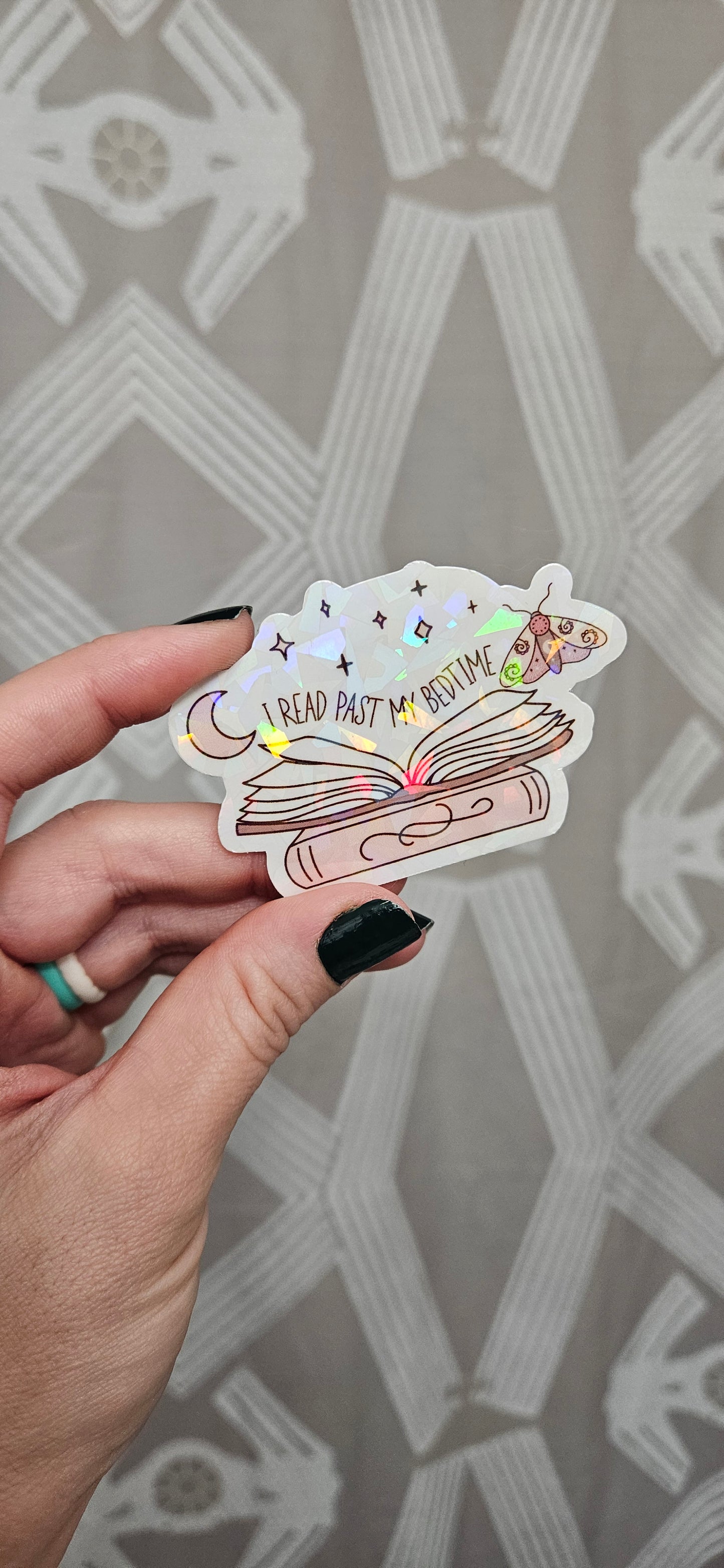 I Read Past Bedtime Holographic Sticker
