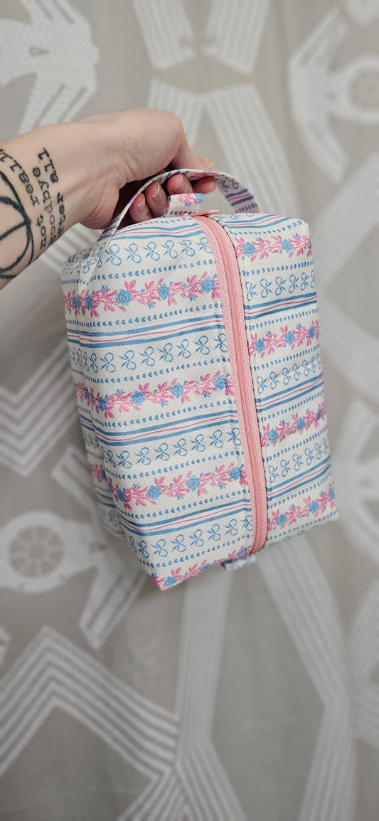 Blue Bows and Floral Box Pouch