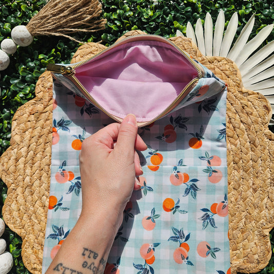 Zippered - Checkered Peaches Book Sleeve