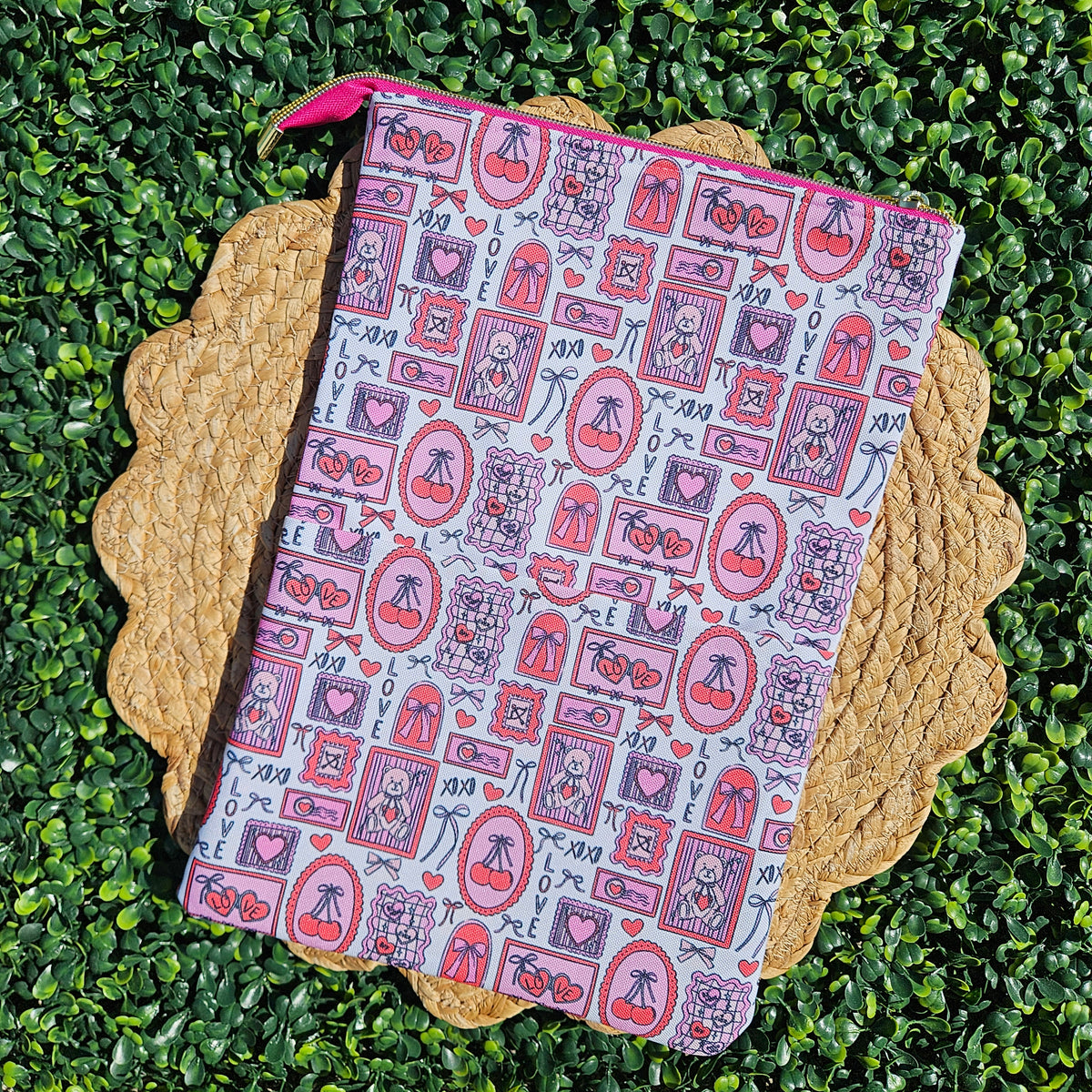 Pink Stamps Collage - Zippered Book Sleeve