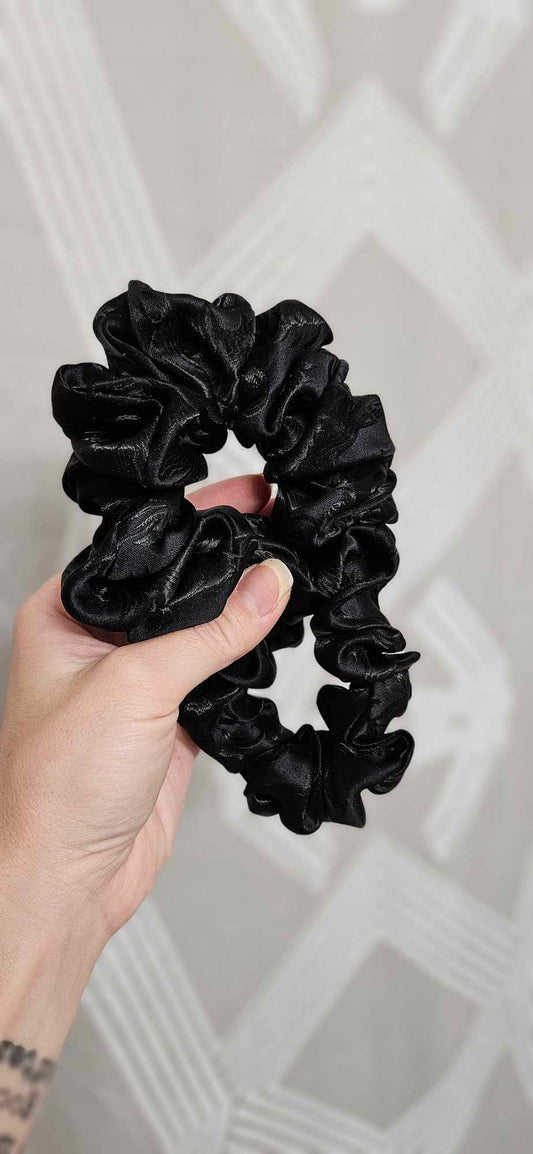 Black Baroque Satin Scrunchie
