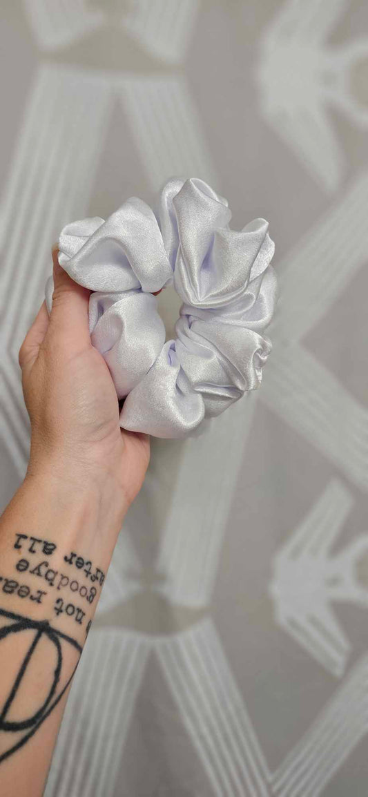 White Satin Scrunchie