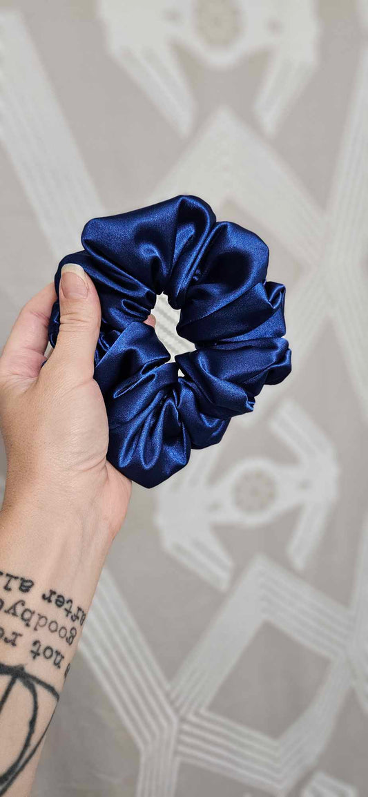 Sapphire Satin Scrunchie
