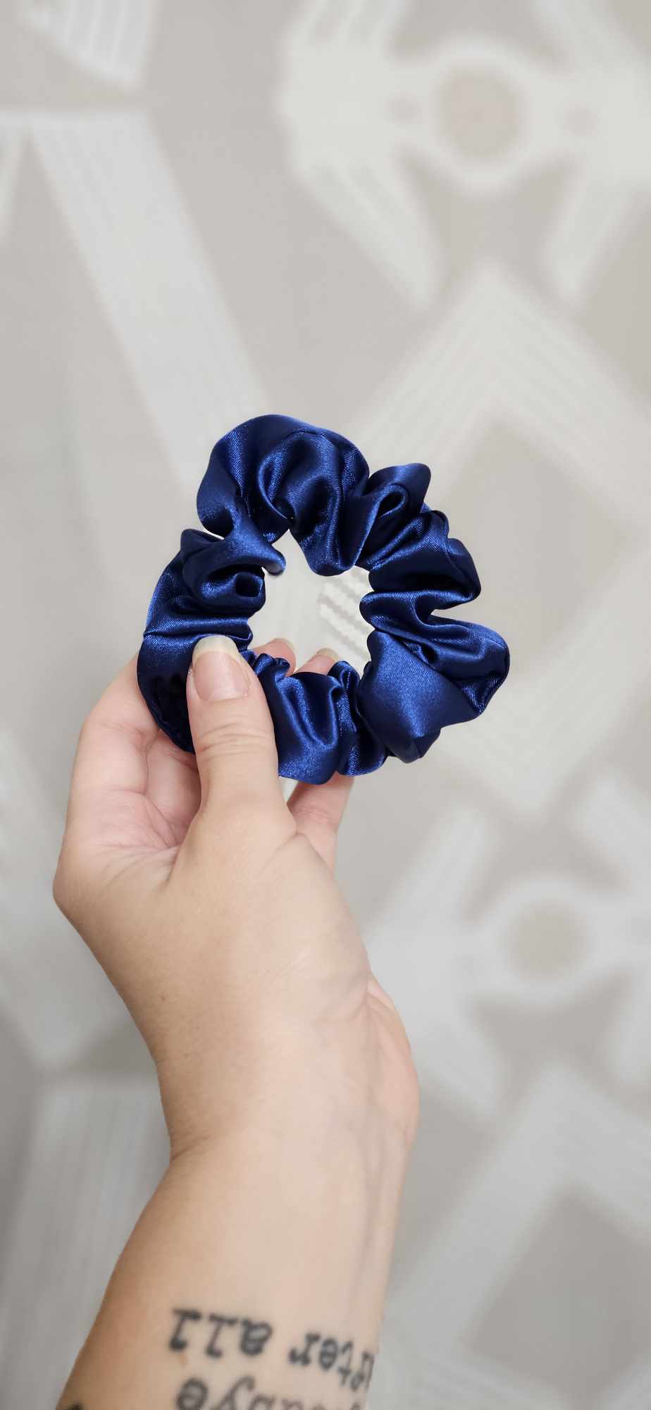 Sapphire Satin Scrunchie