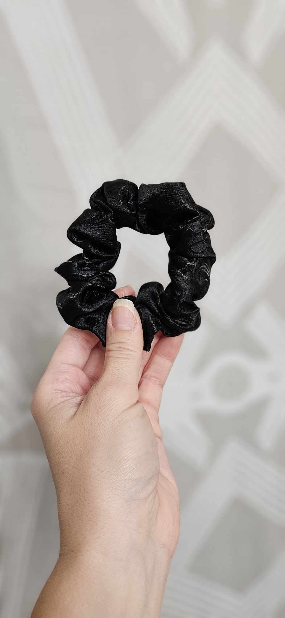 Black Baroque Satin Scrunchie
