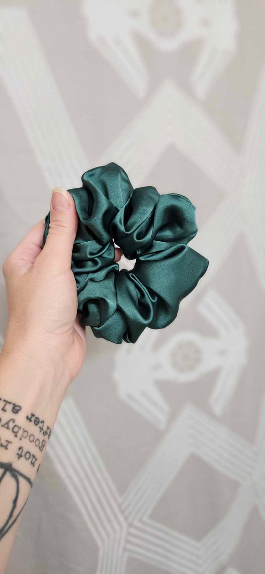 Emerald Satin Scrunchie