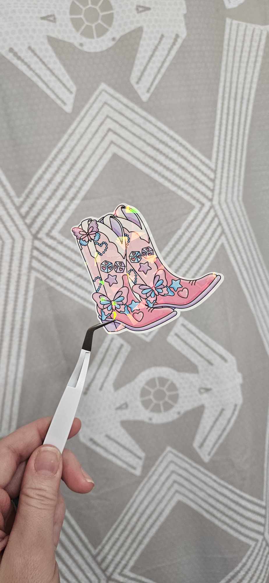Cowgirl Boots Holographic Sticker
