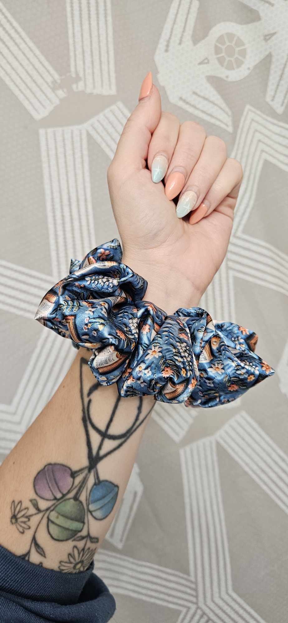 Floral Books Satin Scrunchie