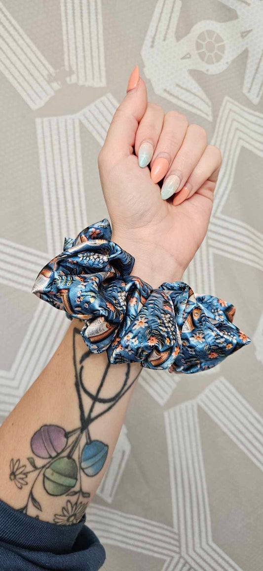 Floral Books Satin Scrunchie