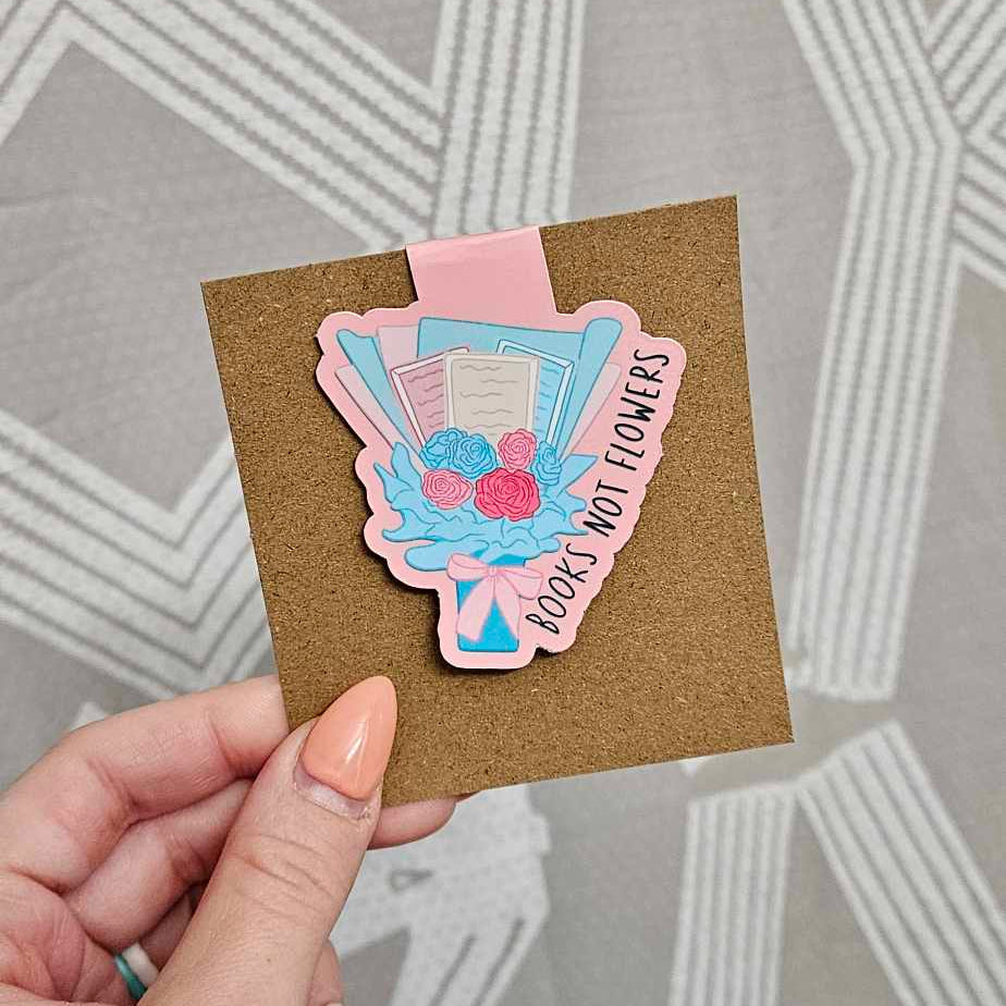 Books Over Flowers Magnetic Bookmark