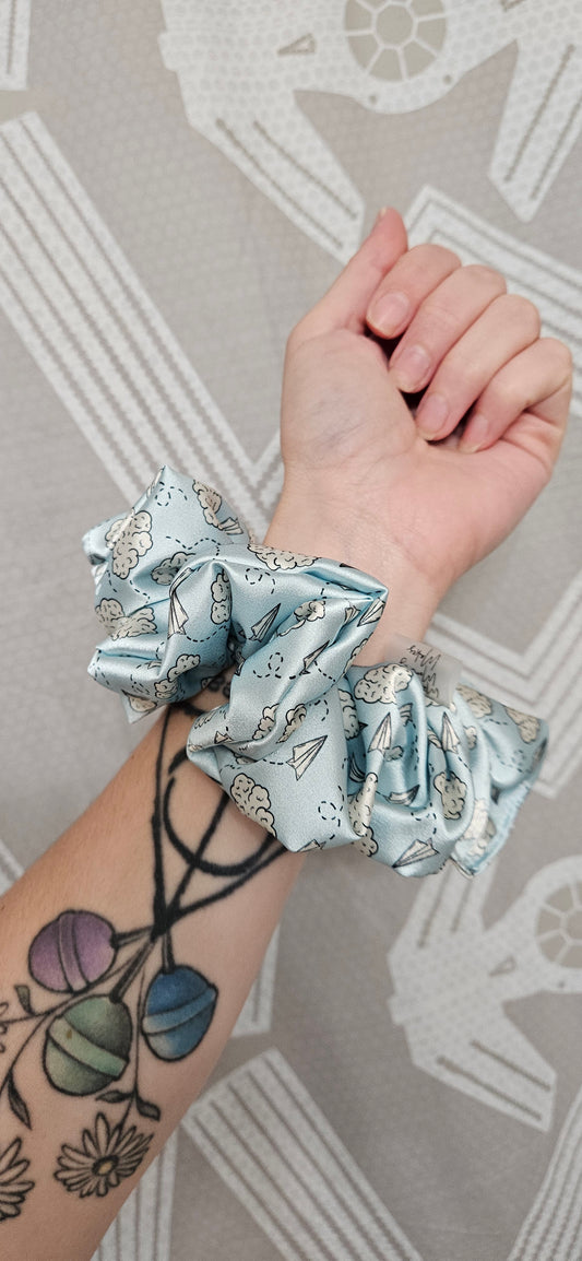 Paper Airplanes Satin Scrunchie