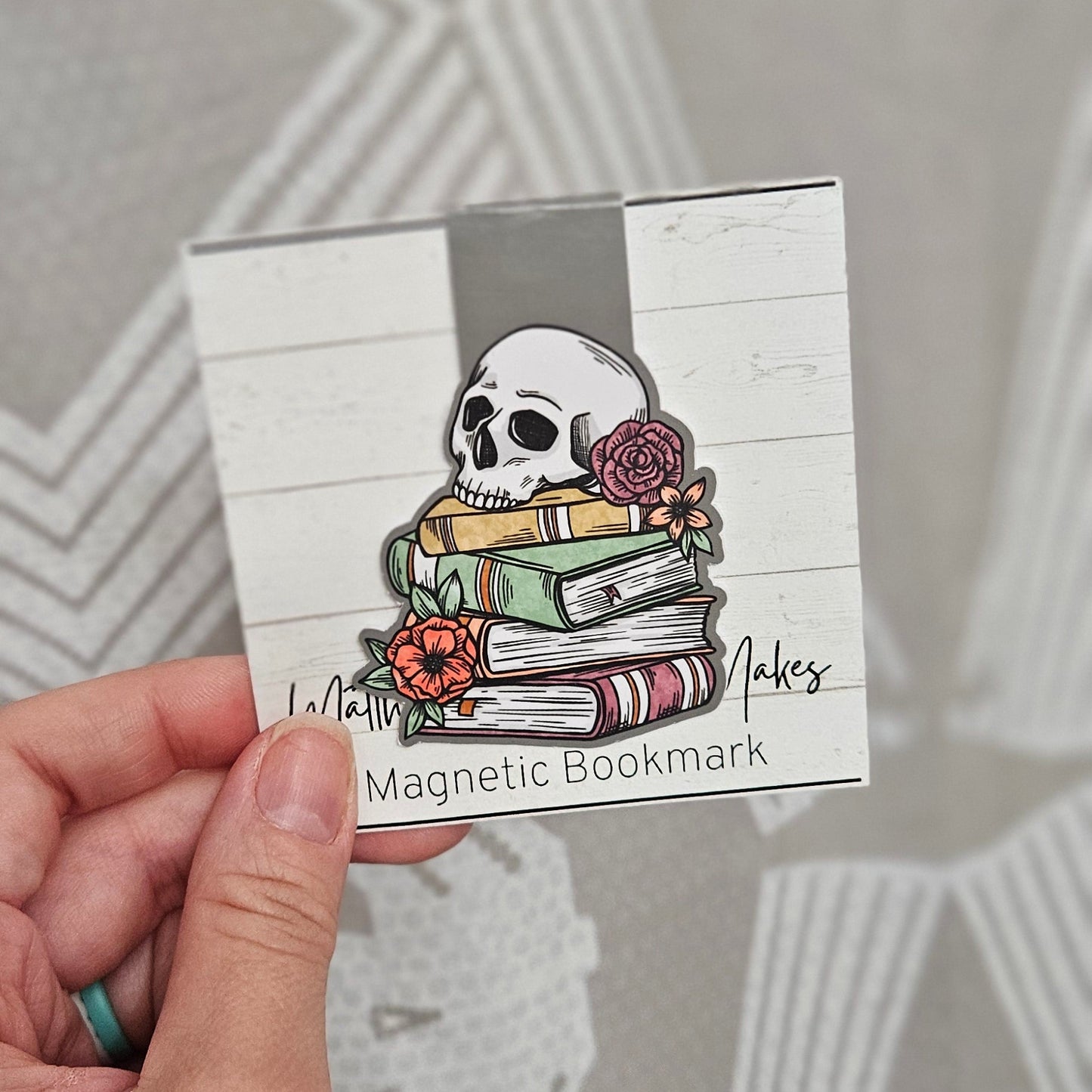 Skulls and Books Magnetic Bookmark