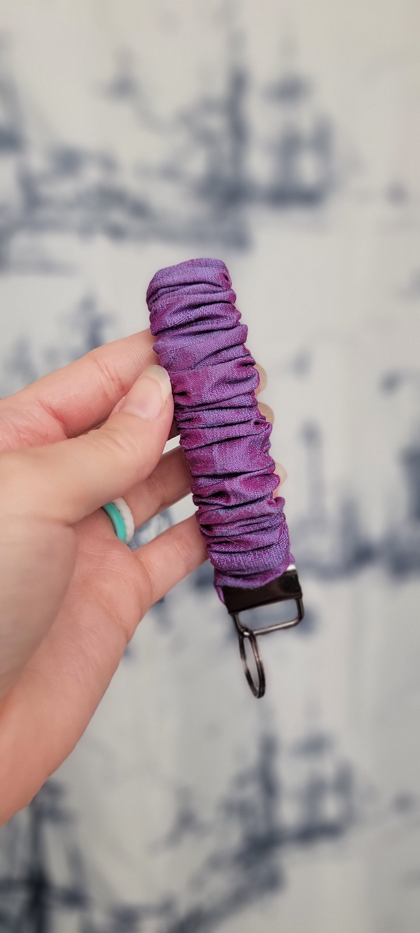 Purple Dupioni Silk Scrunchie Keyfob