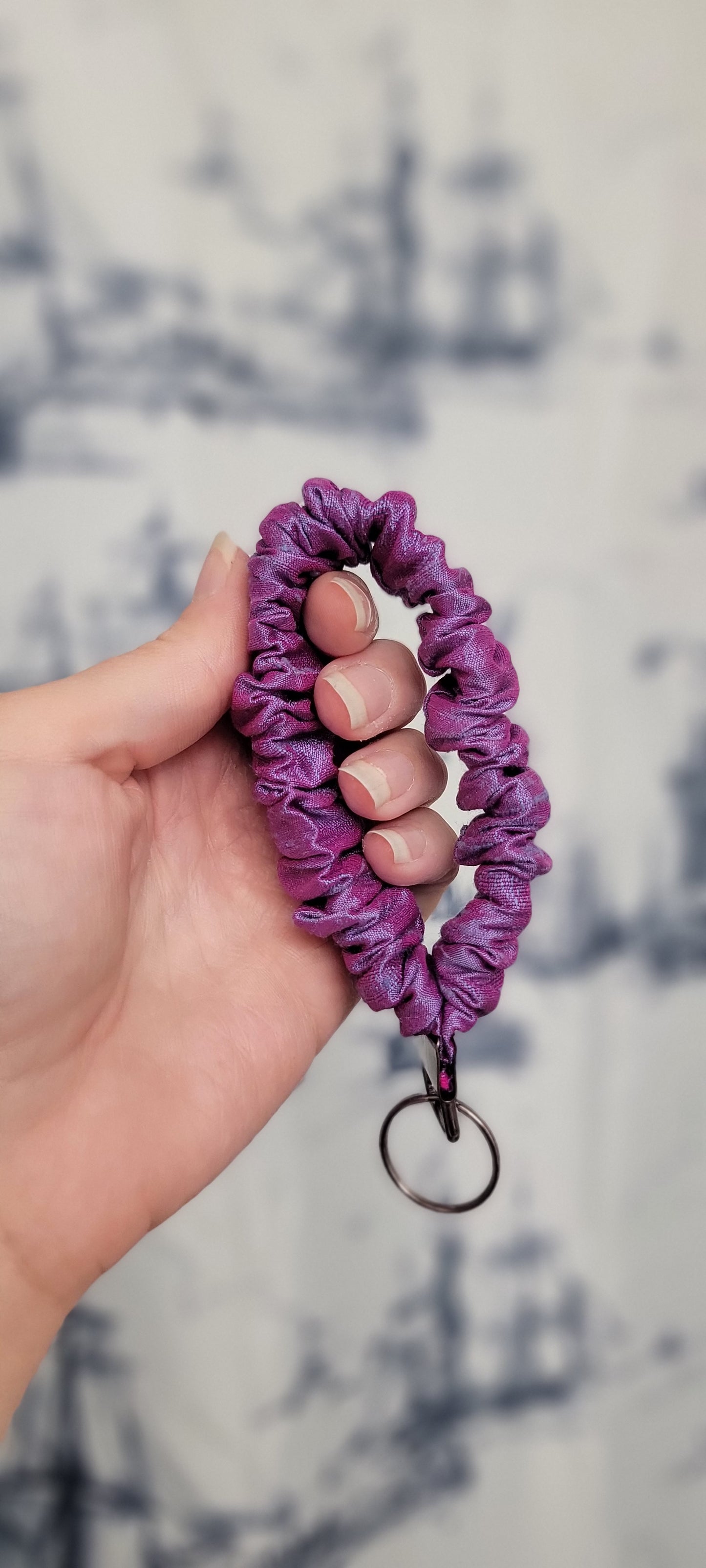 Purple Dupioni Silk Scrunchie Keyfob