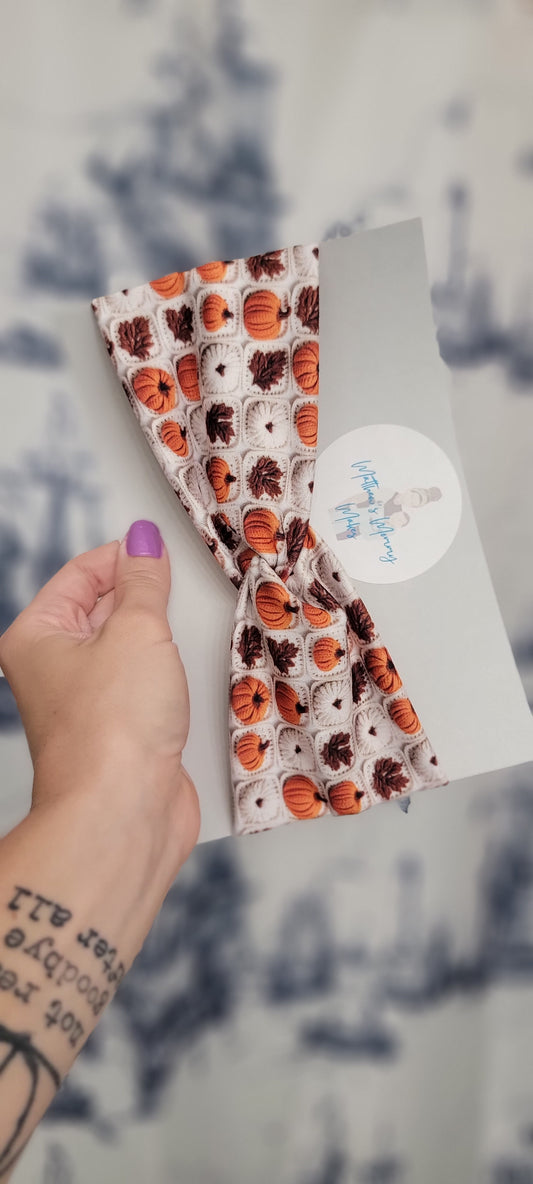 Knit Pumpkins Twist Headband