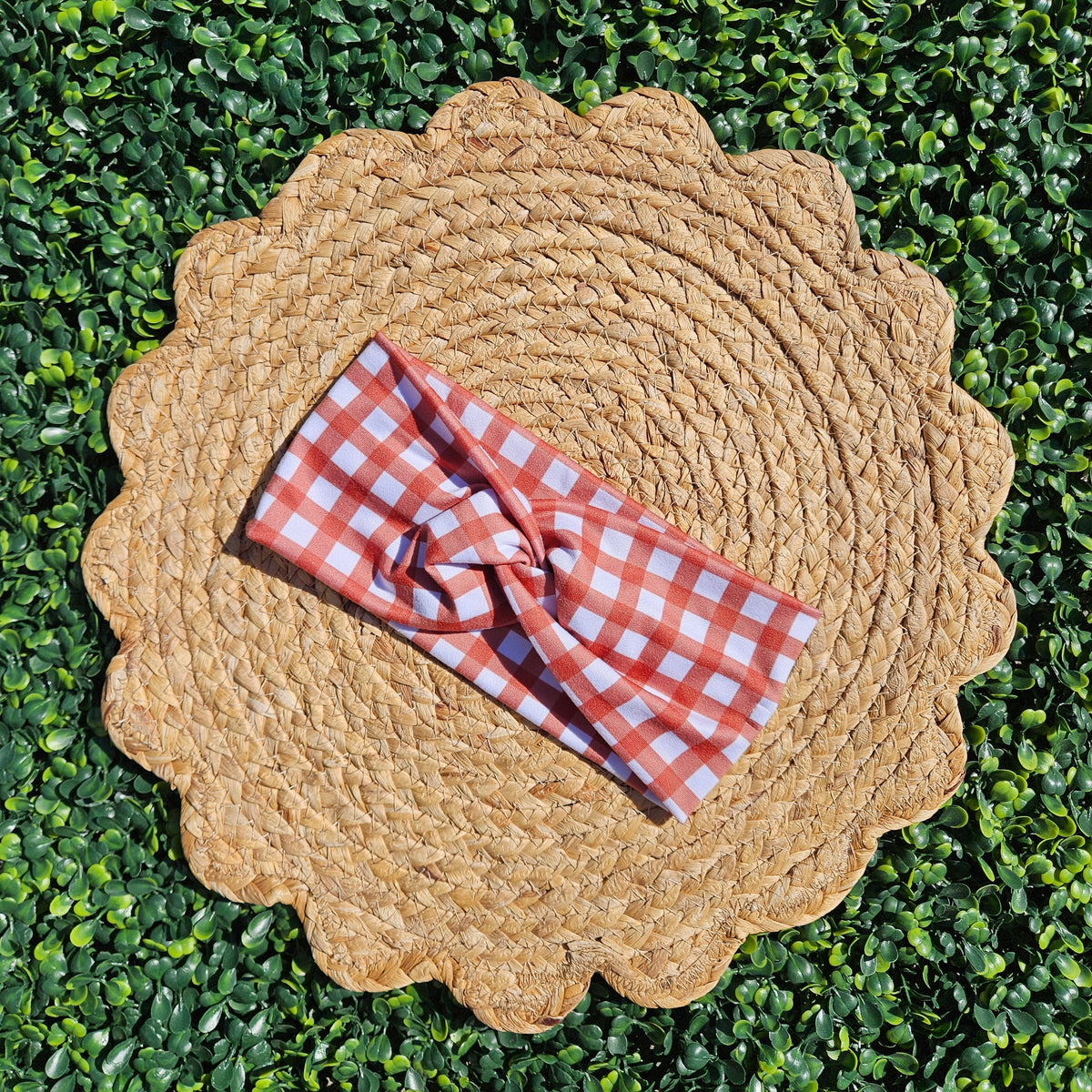Red Gingham Twist Headband