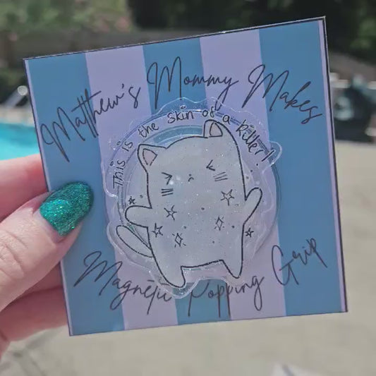 Vampire Cat Glitter Magnetic Popping Grip