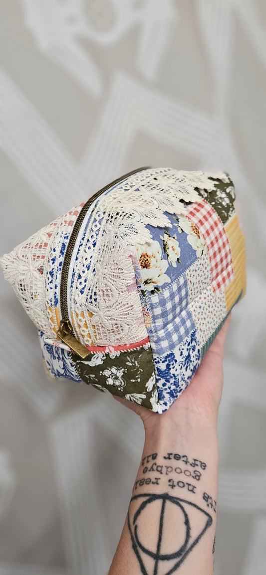 Patchwork and Lace Box Pouch