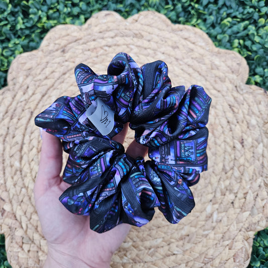 Dark Bookshelf Satin Scrunchie