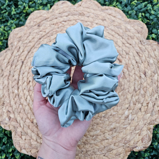 Sage Green Satin Scrunchie