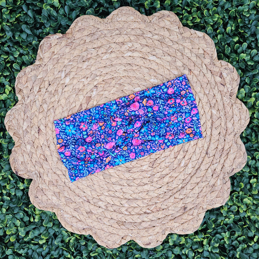 Dark Floral Twist Headband