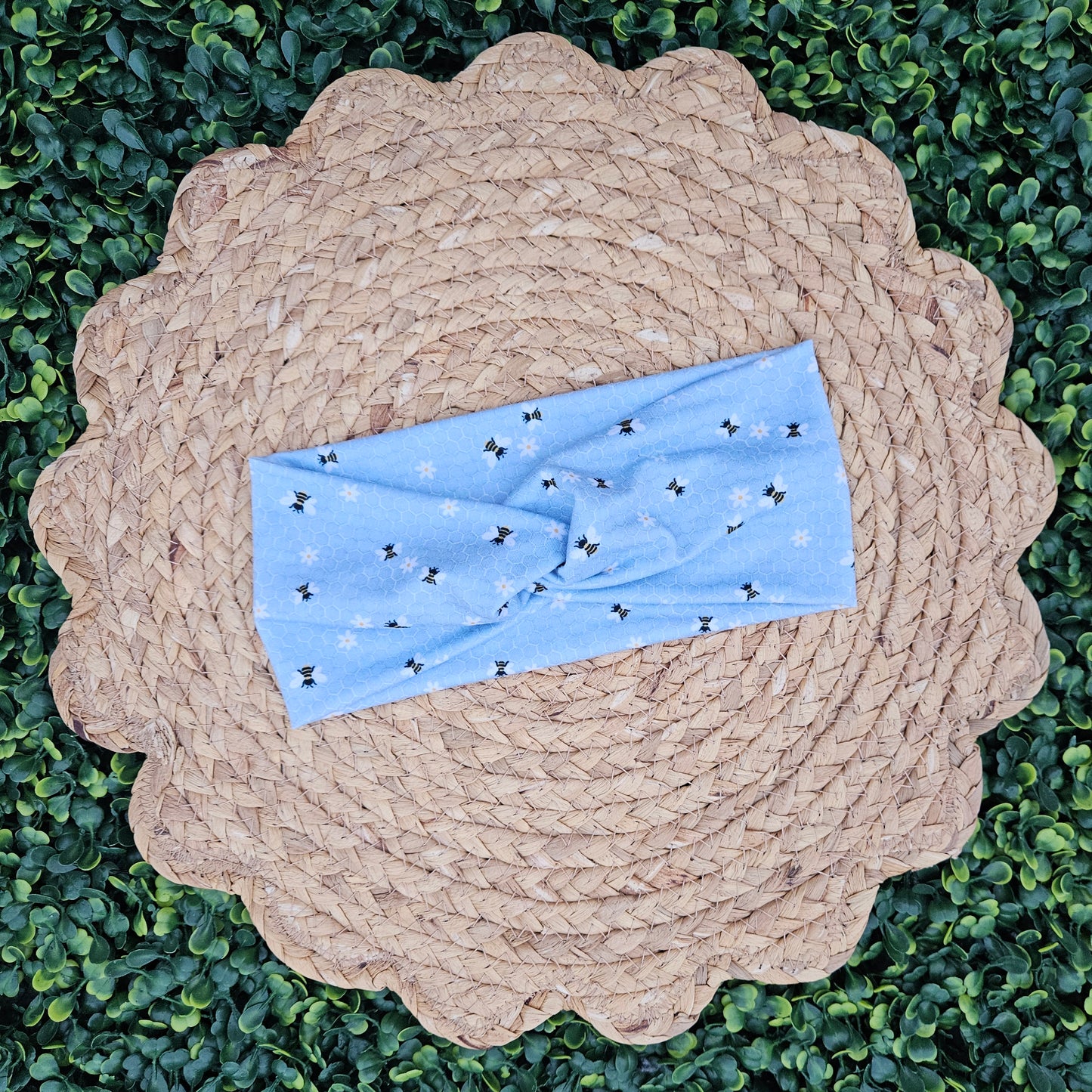 Blue Bees Twist Headband
